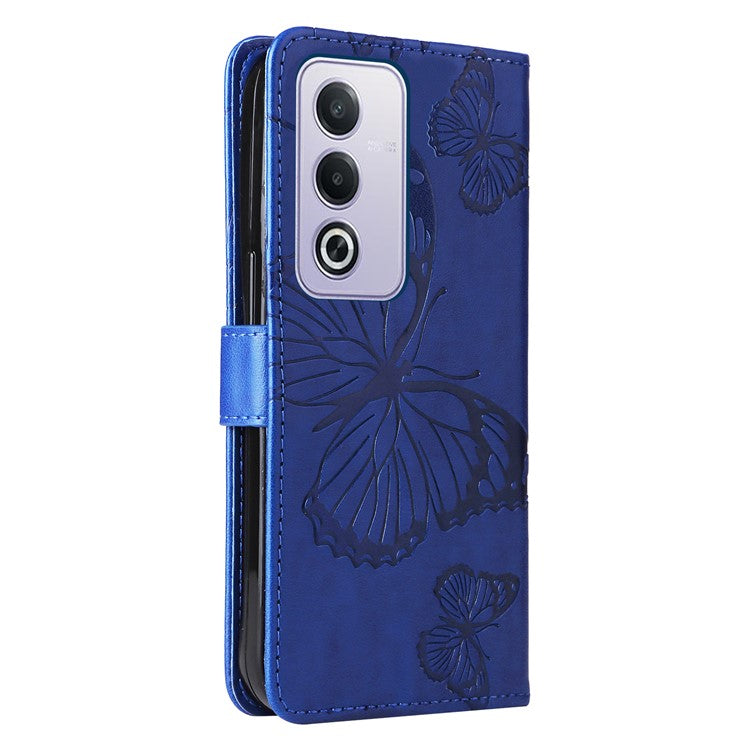 KT Imprinting Flower Series-2 For Oppo A3 Pro (Global) 5G Case Floral Butterfly Leather Wallet Phone Cover - Blue