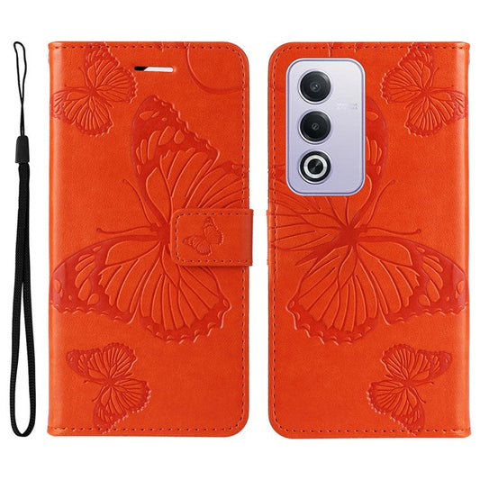 KT Imprinting Flower Series-2 For Oppo A3 Pro (Global) 5G Case Floral Butterfly Leather Wallet Phone Cover - Orange