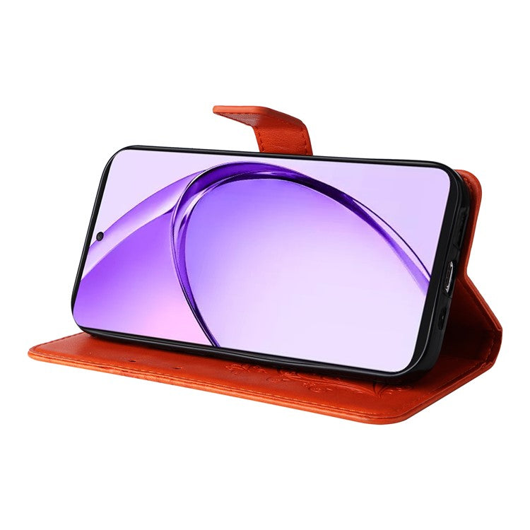KT Imprinting Flower Series-2 For Oppo A3 Pro (Global) 5G Case Floral Butterfly Leather Wallet Phone Cover - Orange