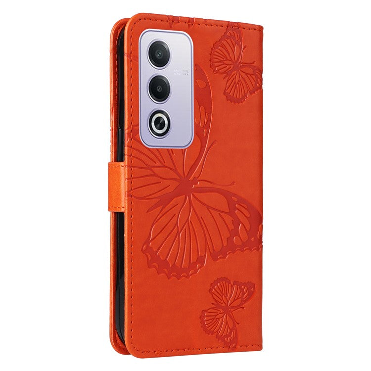 KT Imprinting Flower Series-2 For Oppo A3 Pro (Global) 5G Case Floral Butterfly Leather Wallet Phone Cover - Orange
