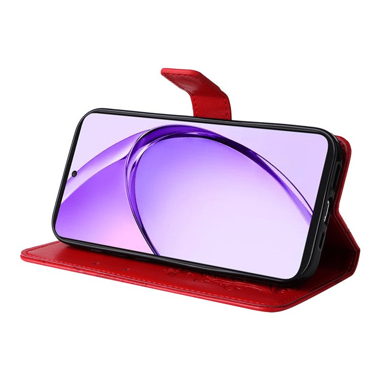 KT Imprinting Flower Series-2 For Oppo A3 Pro (Global) 5G Case Floral Butterfly Leather Wallet Phone Cover - Red