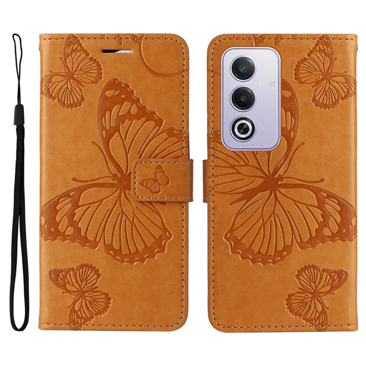 KT Imprinting Flower Series-2 For Oppo A3 Pro (Global) 5G Case Floral Butterfly Leather Wallet Phone Cover - Yellow