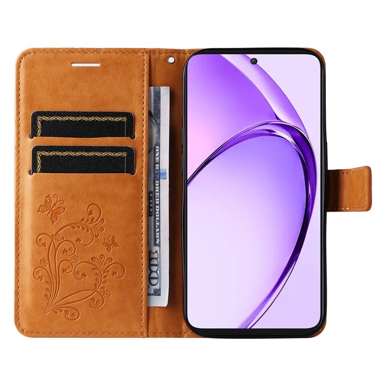 KT Imprinting Flower Series-2 For Oppo A3 Pro (Global) 5G Case Floral Butterfly Leather Wallet Phone Cover - Yellow