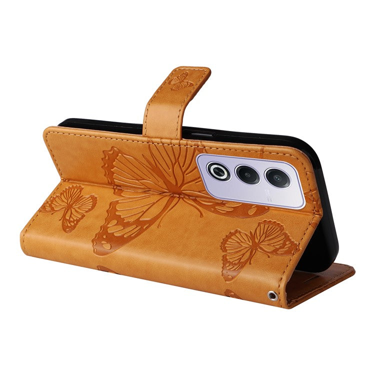 KT Imprinting Flower Series-2 For Oppo A3 Pro (Global) 5G Case Floral Butterfly Leather Wallet Phone Cover - Yellow