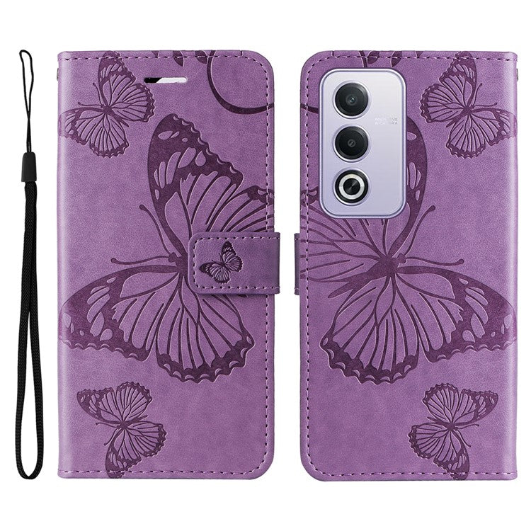 KT Imprinting Flower Series-2 For Oppo A3 Pro (Global) 5G Case Floral Butterfly Leather Wallet Phone Cover - Light Purple