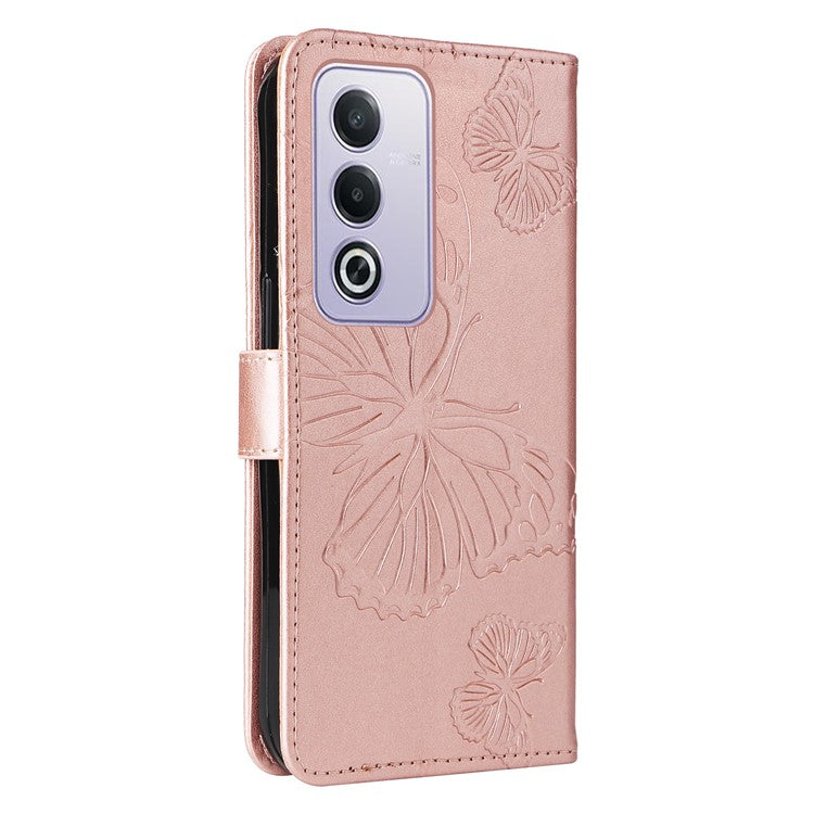 KT Imprinting Flower Series-2 For Oppo A3 Pro (Global) 5G Case Floral Butterfly Leather Wallet Phone Cover - Rose Gold