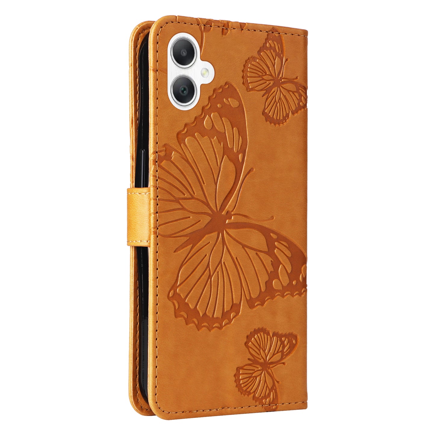 KT Imprinting Flower Series-2 For Samsung Galaxy A06 Case Floral Butterfly Leather Wallet Phone Cover - Yellow