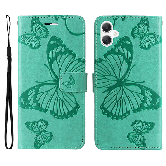 KT Imprinting Flower Series-2 For Samsung Galaxy A06 Case Floral Butterfly Leather Wallet Phone Cover - Green