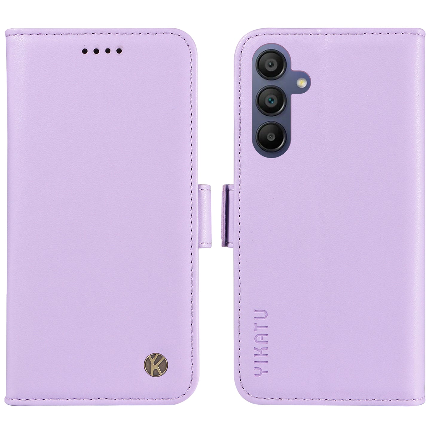 YIKATU YK-003 For Samsung Galaxy A16 5G / A16 4G Case Wallet Stand Leather Phone Cover Side Buckle - Light Purple