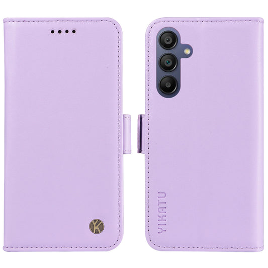 YIKATU YK-003 For Samsung Galaxy A16 5G / A16 4G Case Wallet Stand Leather Phone Cover Side Buckle - Light Purple