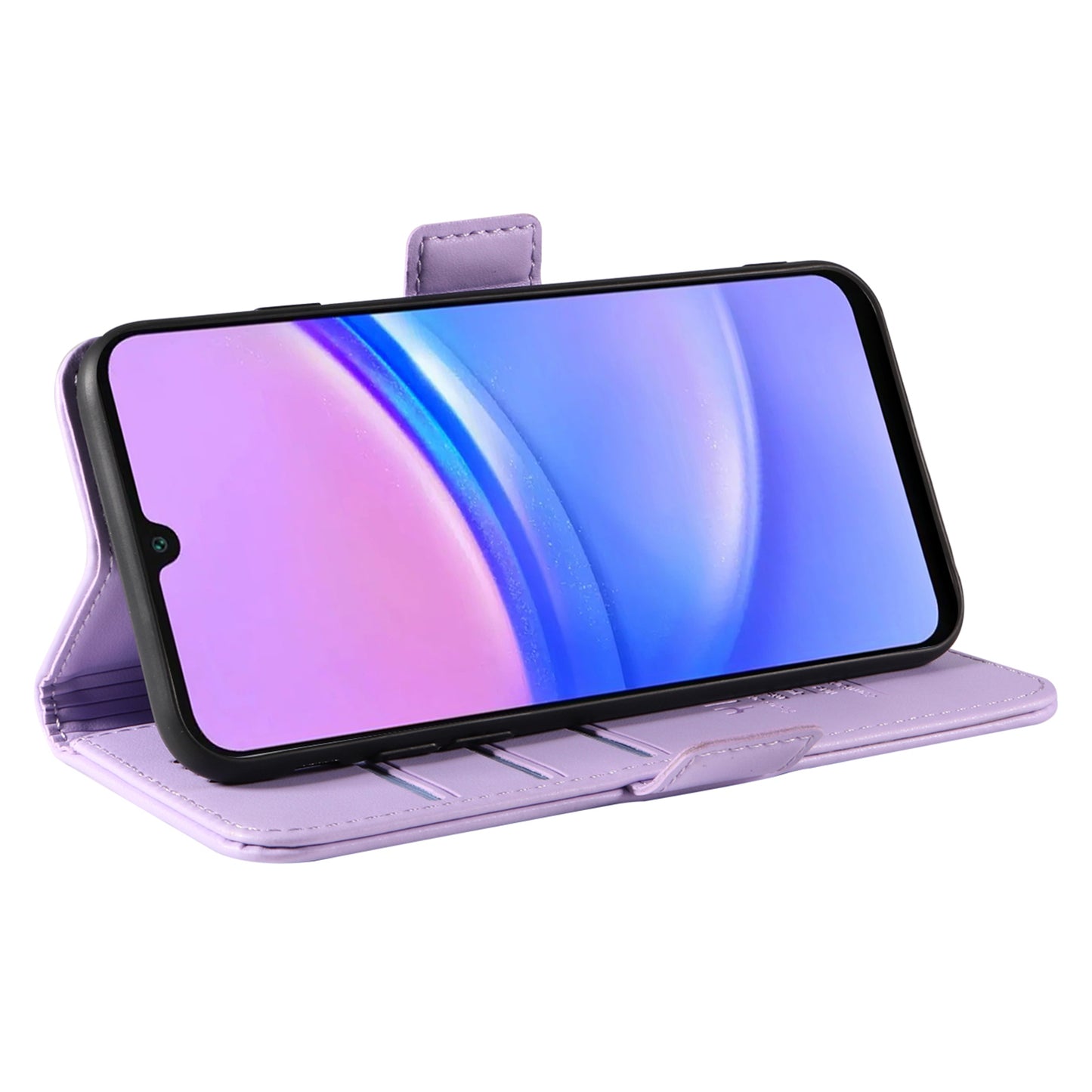 YIKATU YK-003 For Samsung Galaxy A16 5G / A16 4G Case Wallet Stand Leather Phone Cover Side Buckle - Light Purple