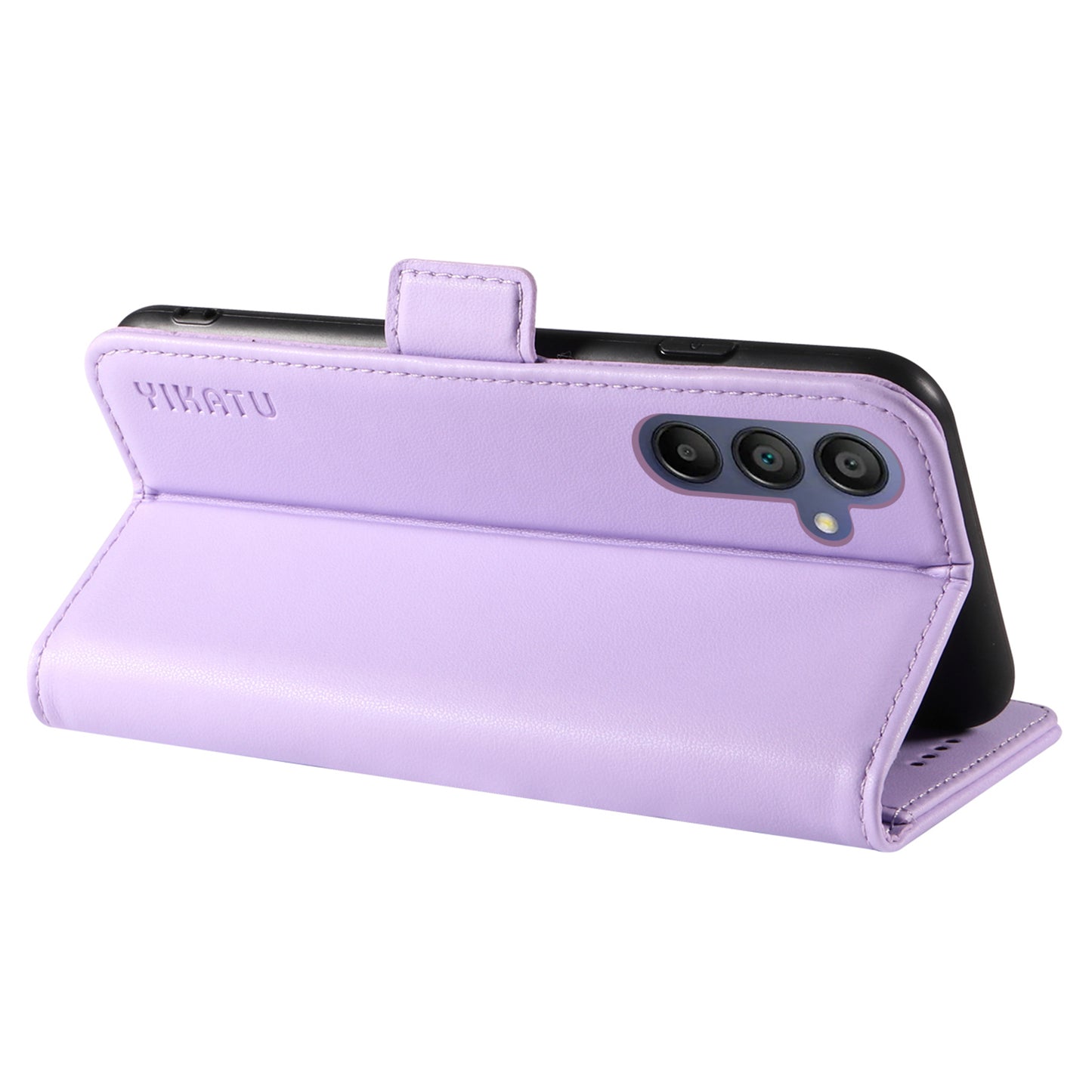 YIKATU YK-003 For Samsung Galaxy A16 5G / A16 4G Case Wallet Stand Leather Phone Cover Side Buckle - Light Purple