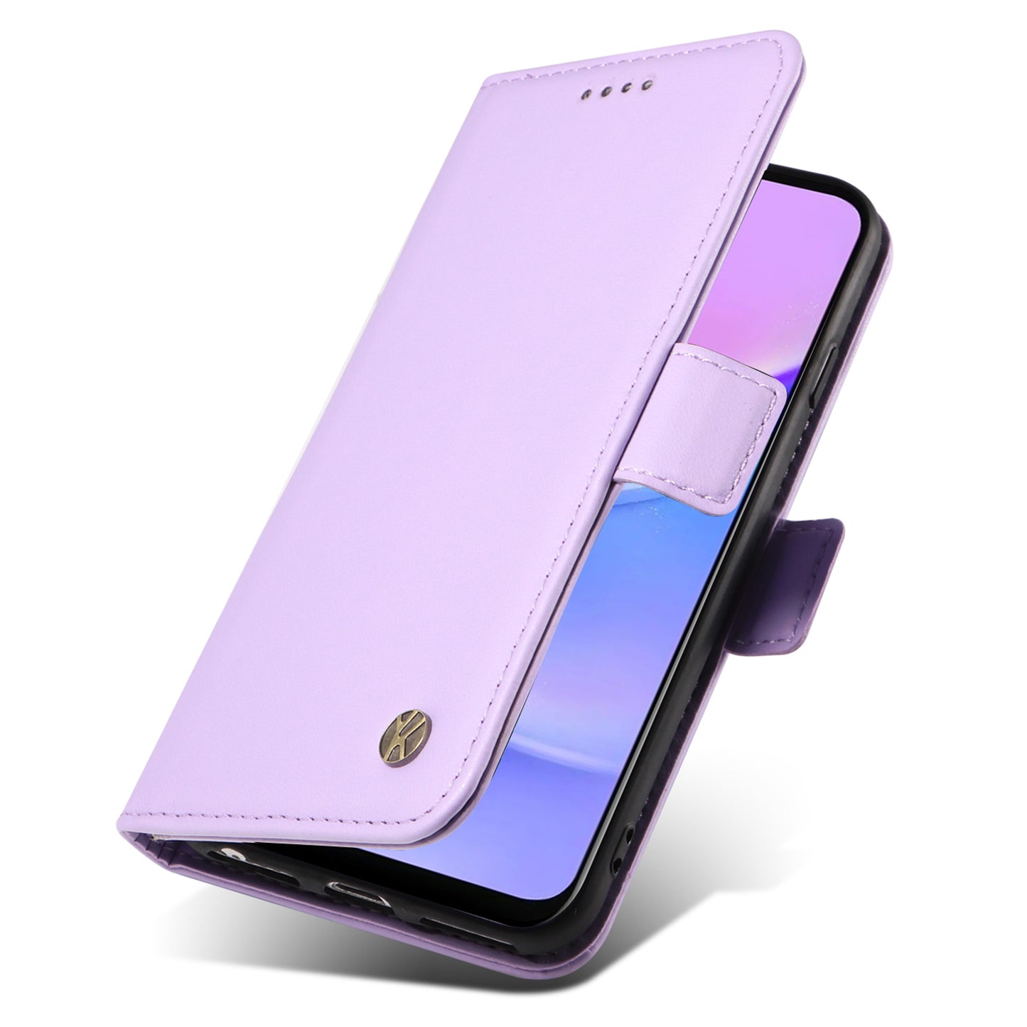 YIKATU YK-003 For Samsung Galaxy A16 5G / A16 4G Case Wallet Stand Leather Phone Cover Side Buckle - Light Purple