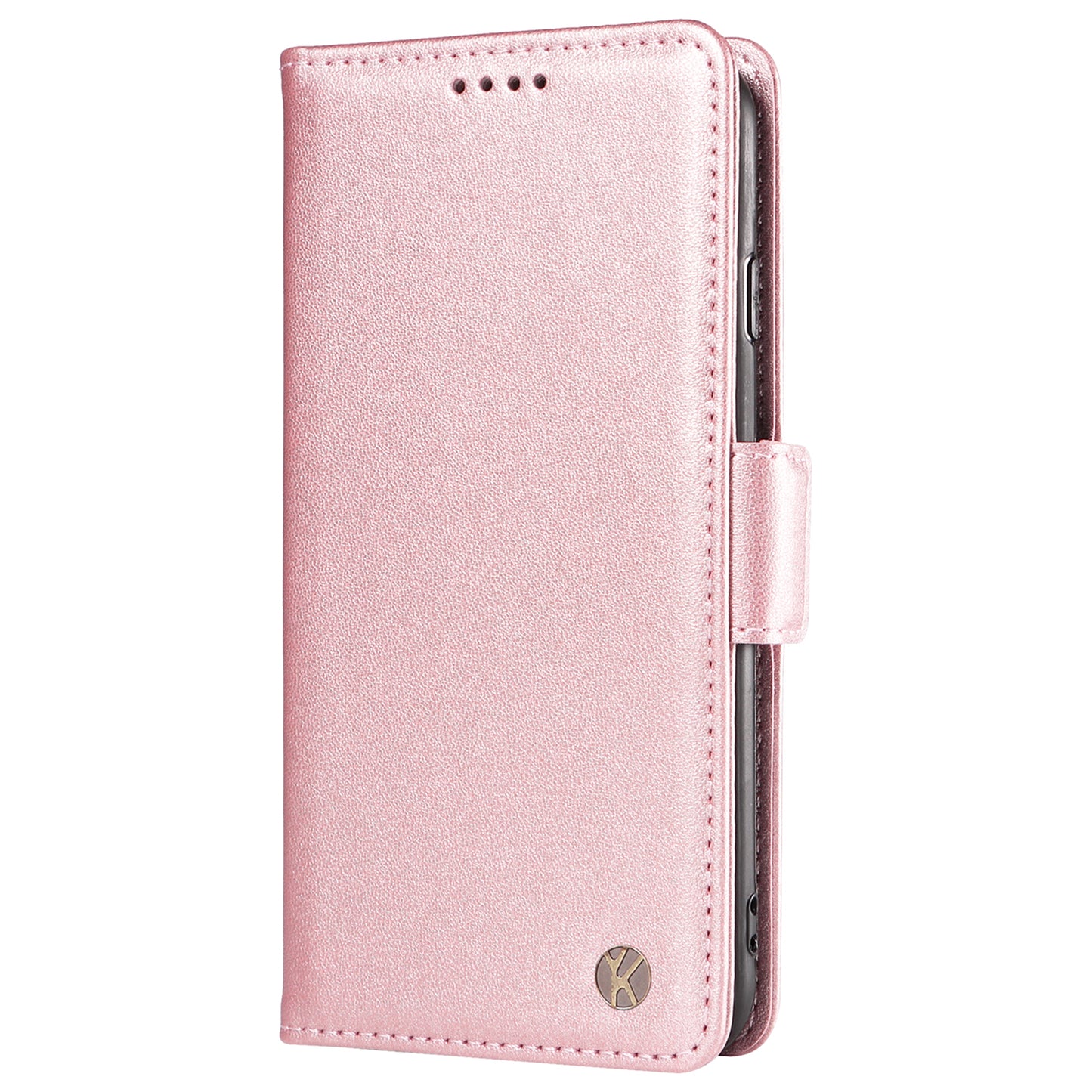 YIKATU YK-003 For Samsung Galaxy A16 5G / A16 4G Case Wallet Stand Leather Phone Cover Side Buckle - Rose Gold