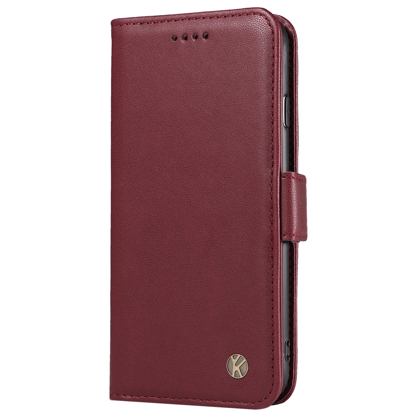 YIKATU YK-003 For Samsung Galaxy A16 5G / A16 4G Case Wallet Stand Leather Phone Cover Side Buckle - Wine Red