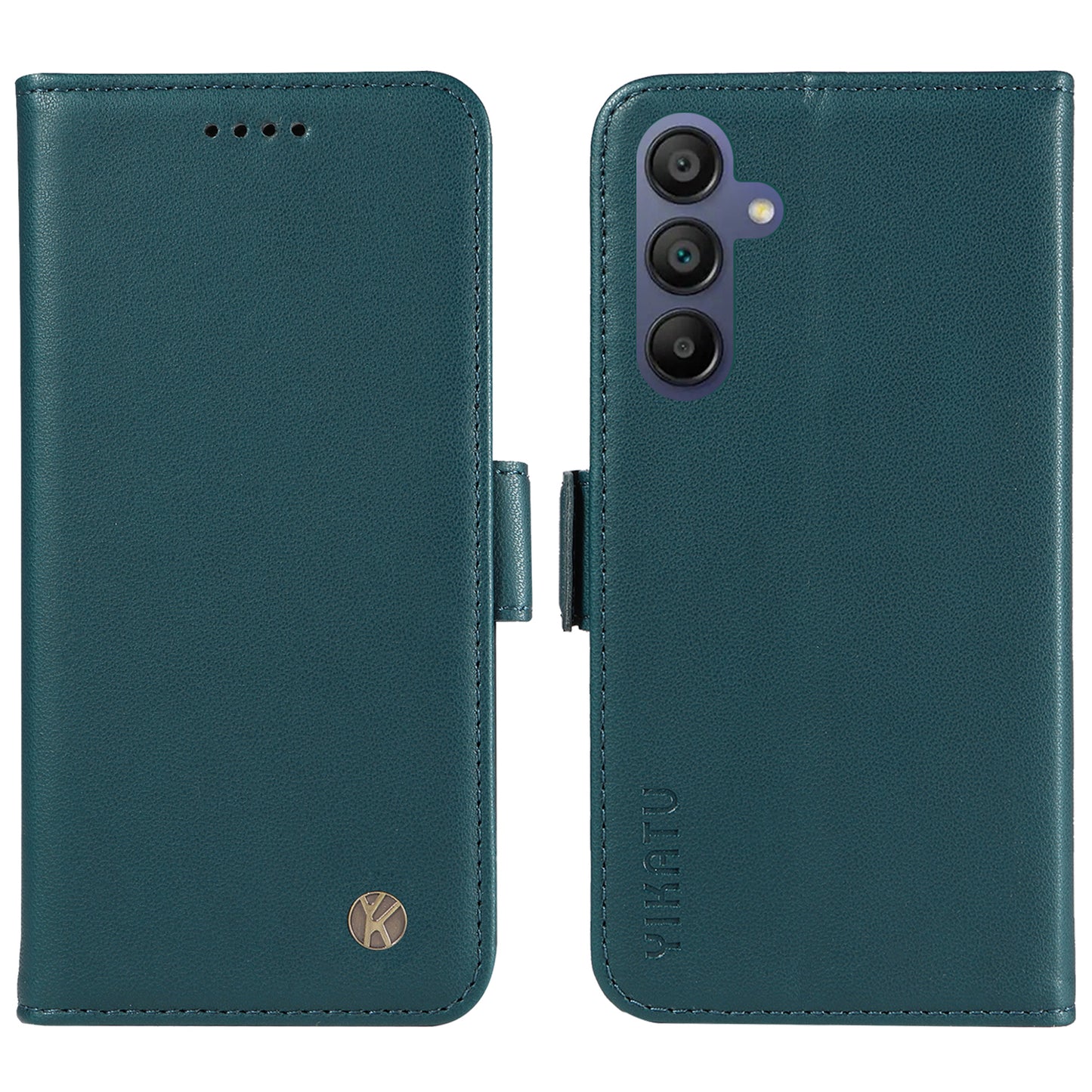 YIKATU YK-003 For Samsung Galaxy A16 5G / A16 4G Case Wallet Stand Leather Phone Cover Side Buckle - Green