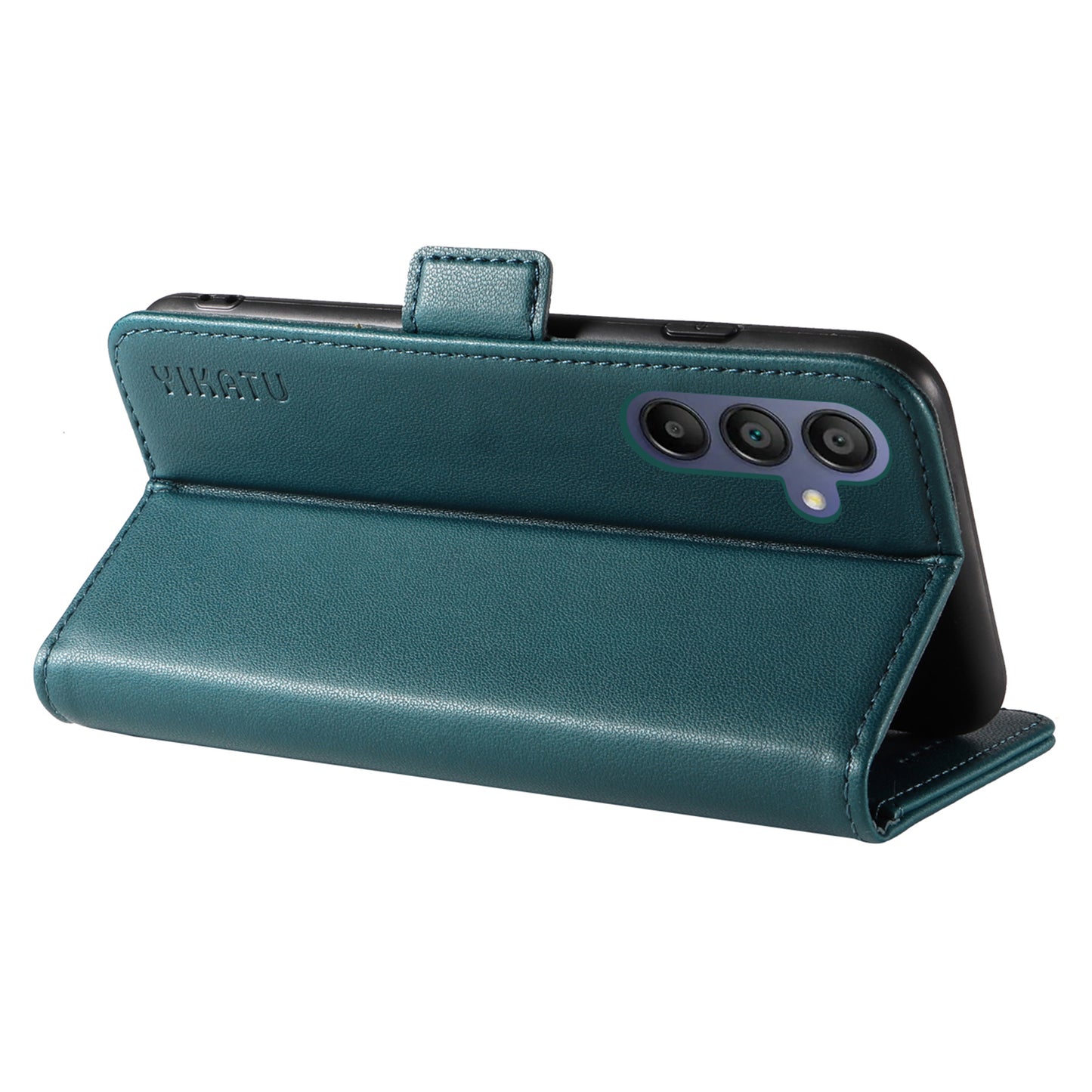 YIKATU YK-003 For Samsung Galaxy A16 5G / A16 4G Case Wallet Stand Leather Phone Cover Side Buckle - Green