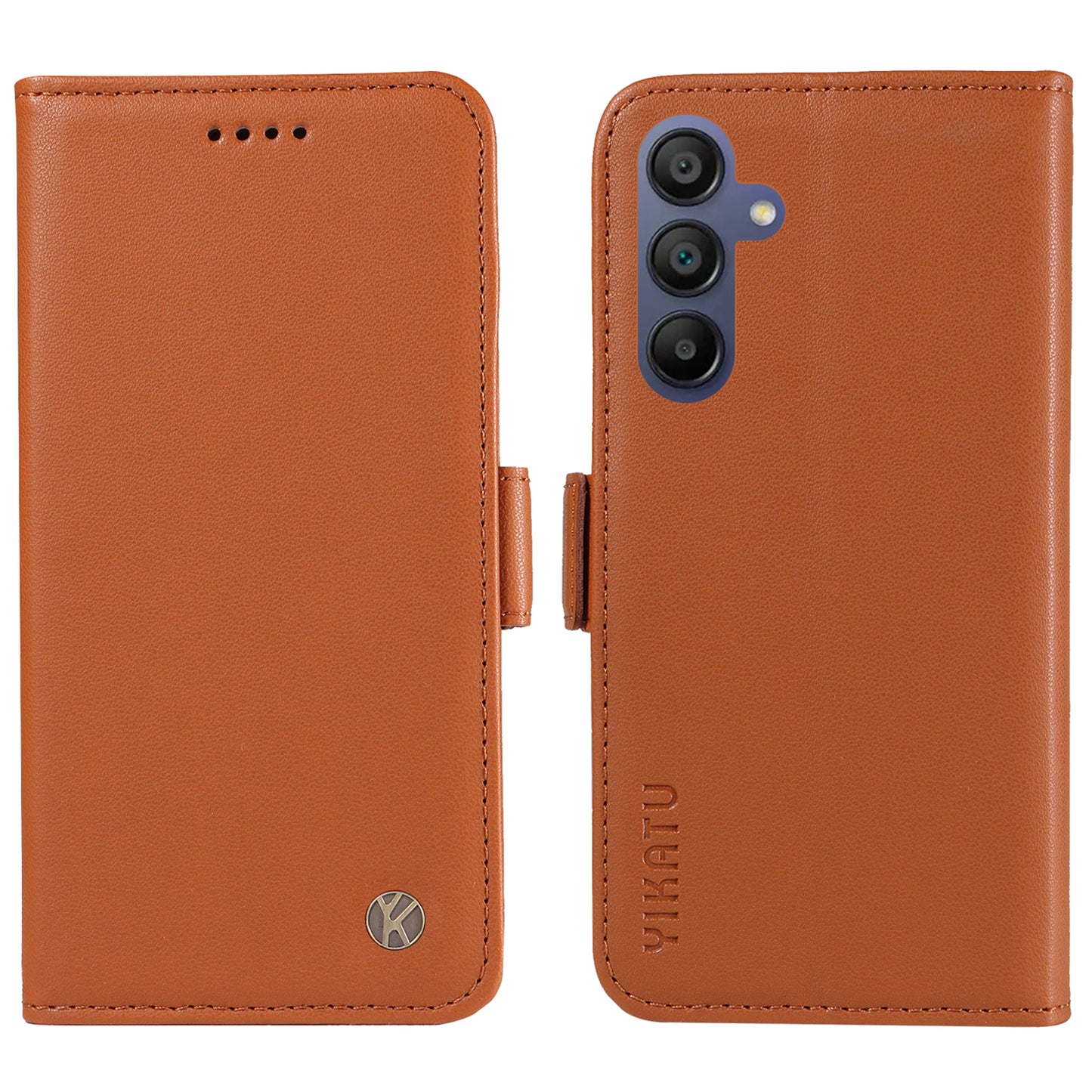 YIKATU YK-003 For Samsung Galaxy A16 5G / A16 4G Case Wallet Stand Leather Phone Cover Side Buckle - Brown