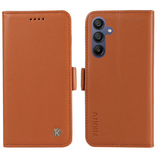 YIKATU YK-003 For Samsung Galaxy A16 5G / A16 4G Case Wallet Stand Leather Phone Cover Side Buckle - Brown