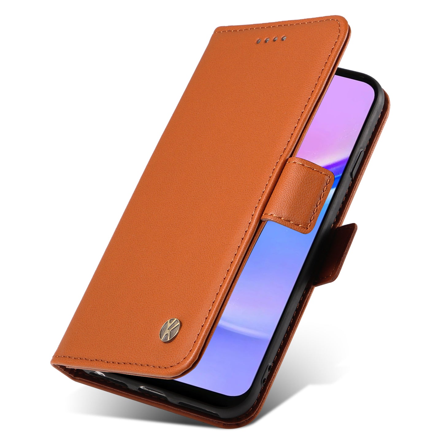 YIKATU YK-003 For Samsung Galaxy A16 5G / A16 4G Case Wallet Stand Leather Phone Cover Side Buckle - Brown