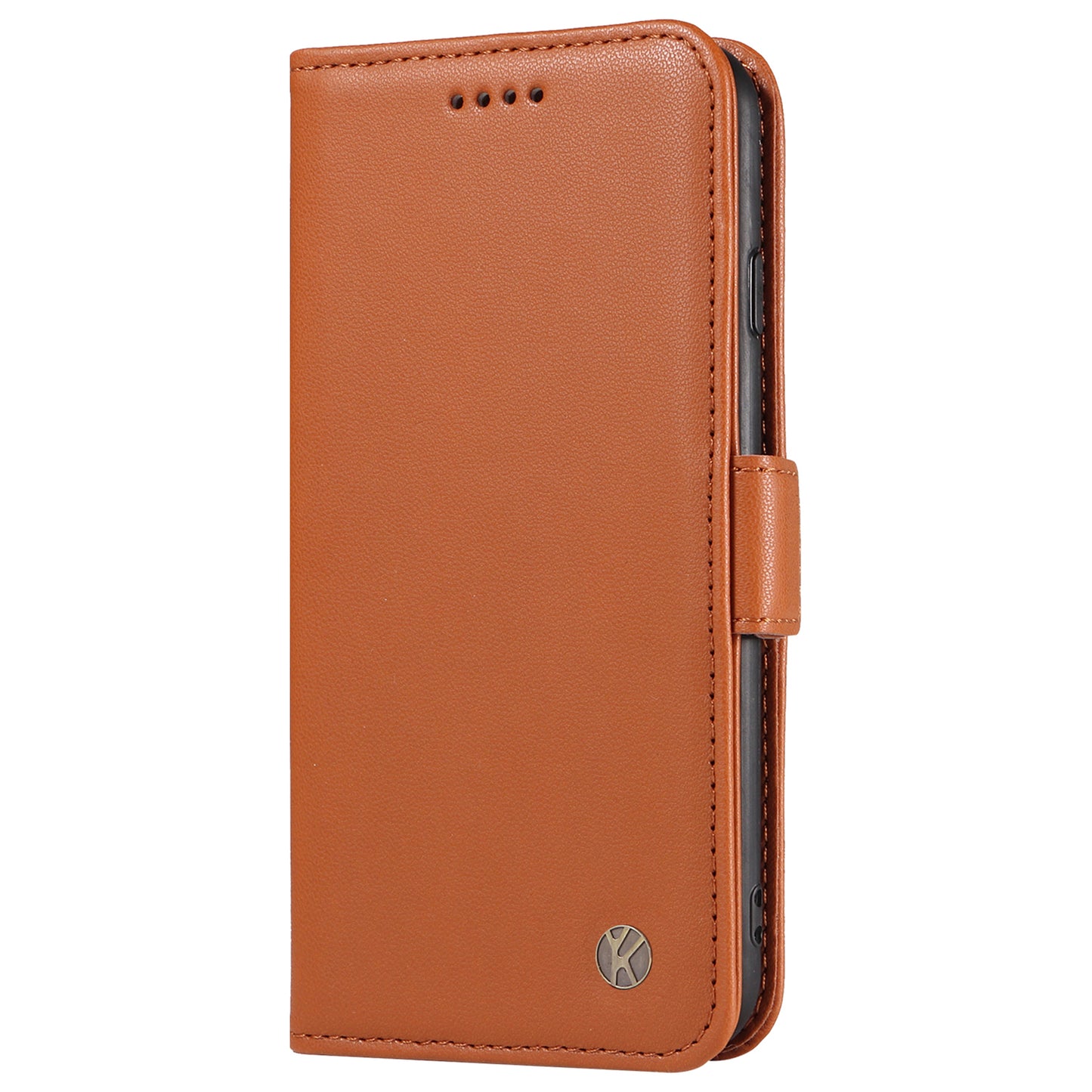 YIKATU YK-003 For Samsung Galaxy A16 5G / A16 4G Case Wallet Stand Leather Phone Cover Side Buckle - Brown