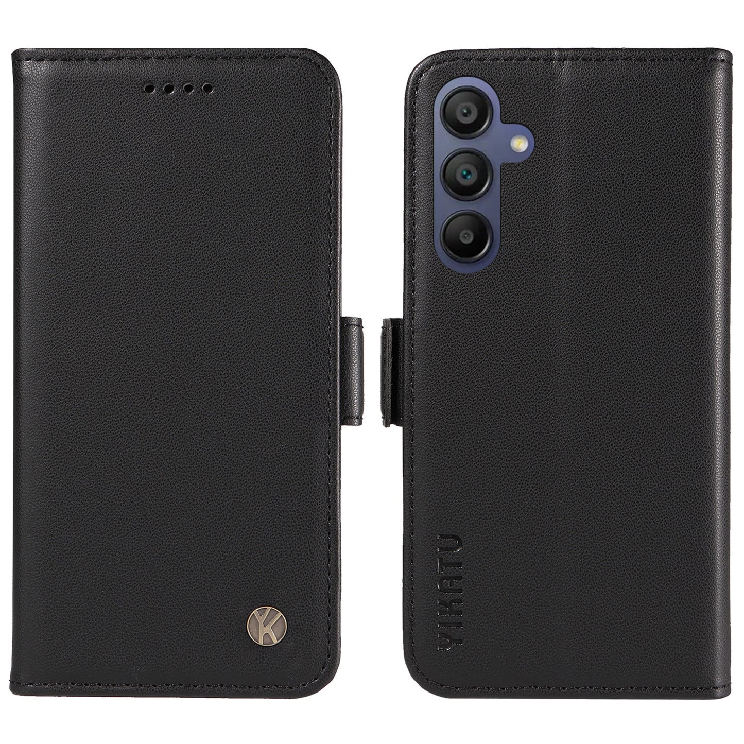 YIKATU YK-003 For Samsung Galaxy A16 5G / A16 4G Case Wallet Stand Leather Phone Cover Side Buckle - Black