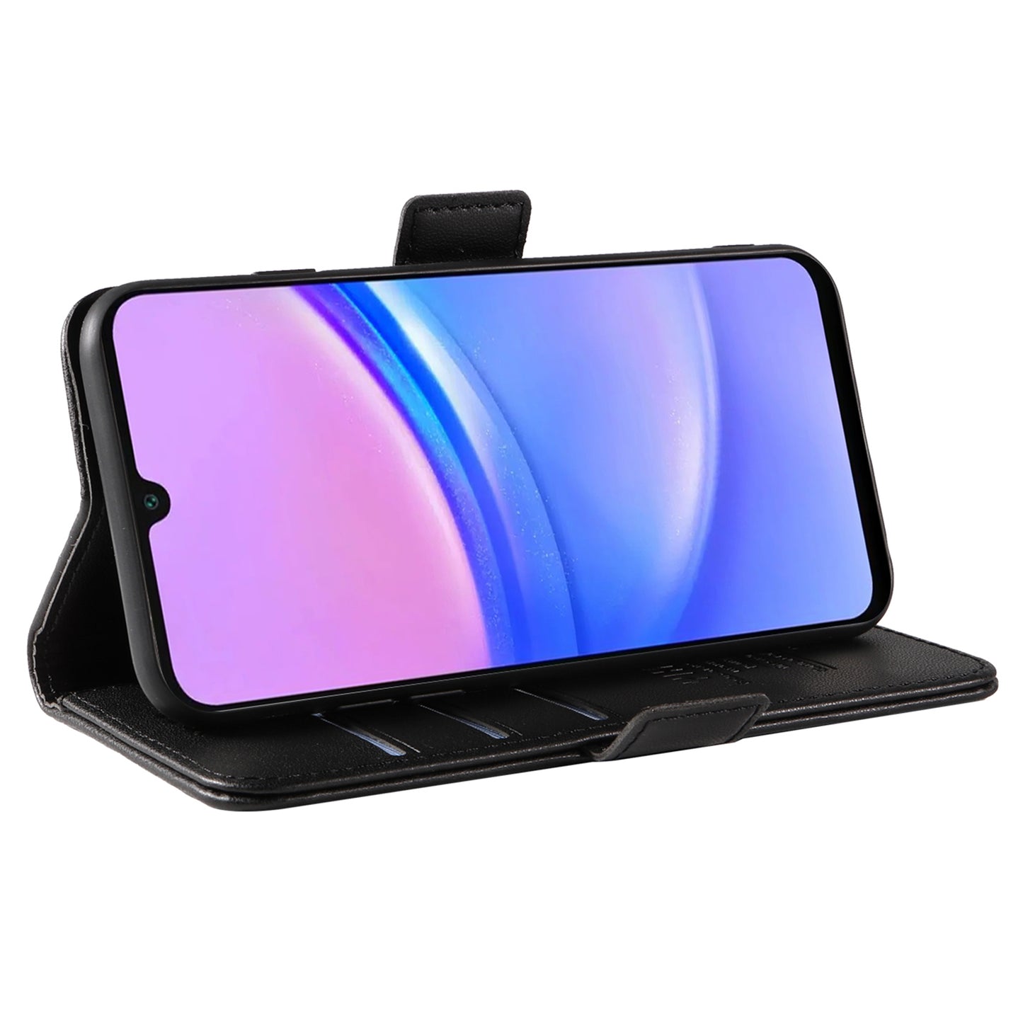 YIKATU YK-003 For Samsung Galaxy A16 5G / A16 4G Case Wallet Stand Leather Phone Cover Side Buckle - Black