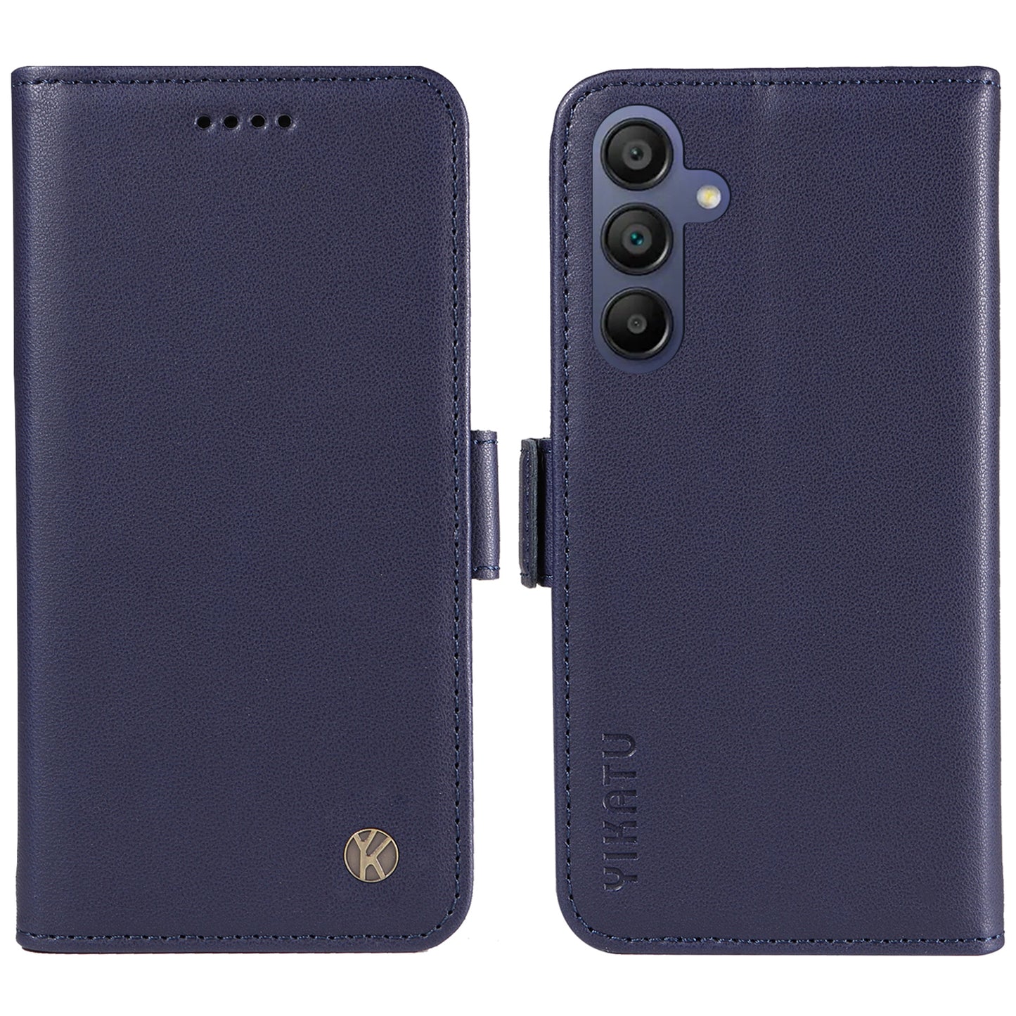 YIKATU YK-003 For Samsung Galaxy A16 5G / A16 4G Case Wallet Stand Leather Phone Cover Side Buckle - Sapphire