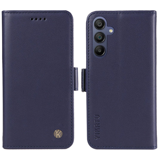 YIKATU YK-003 For Samsung Galaxy A16 5G / A16 4G Case Wallet Stand Leather Phone Cover Side Buckle - Sapphire