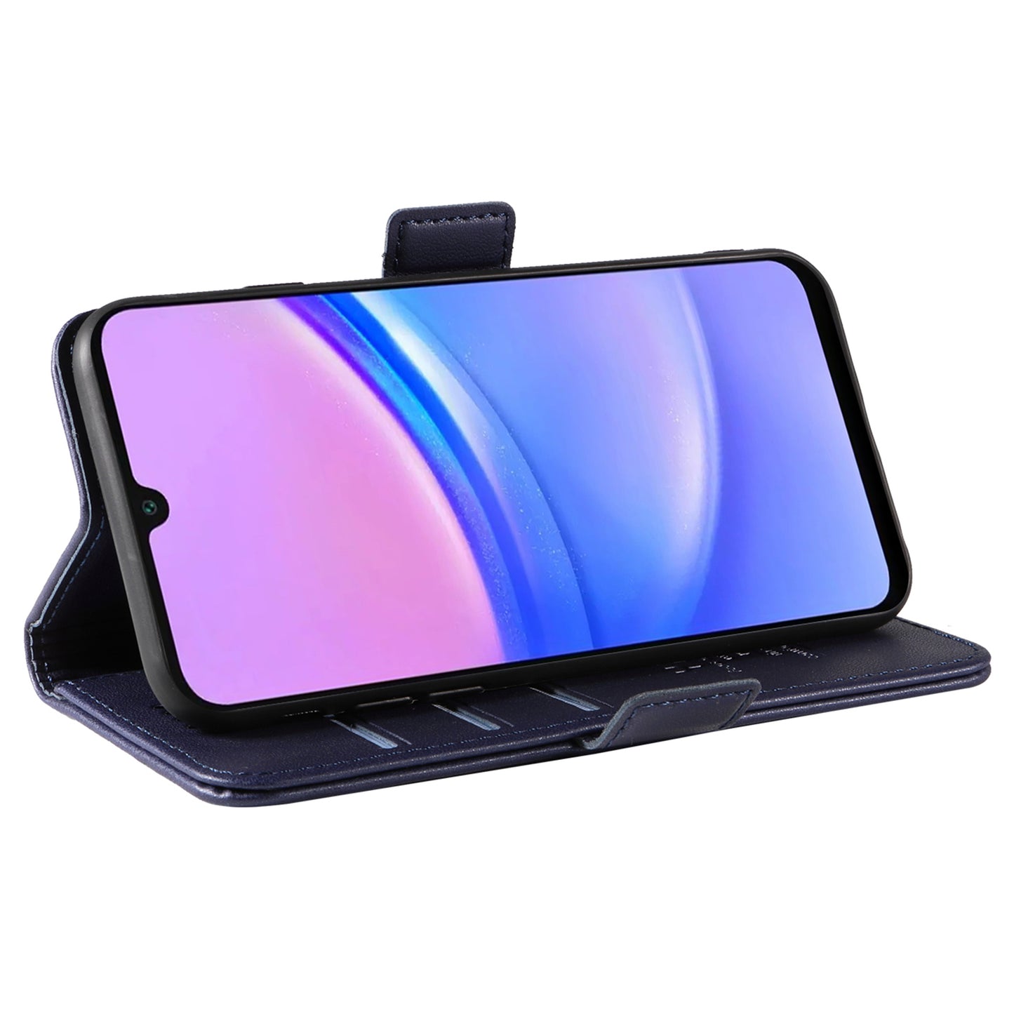 YIKATU YK-003 For Samsung Galaxy A16 5G / A16 4G Case Wallet Stand Leather Phone Cover Side Buckle - Sapphire