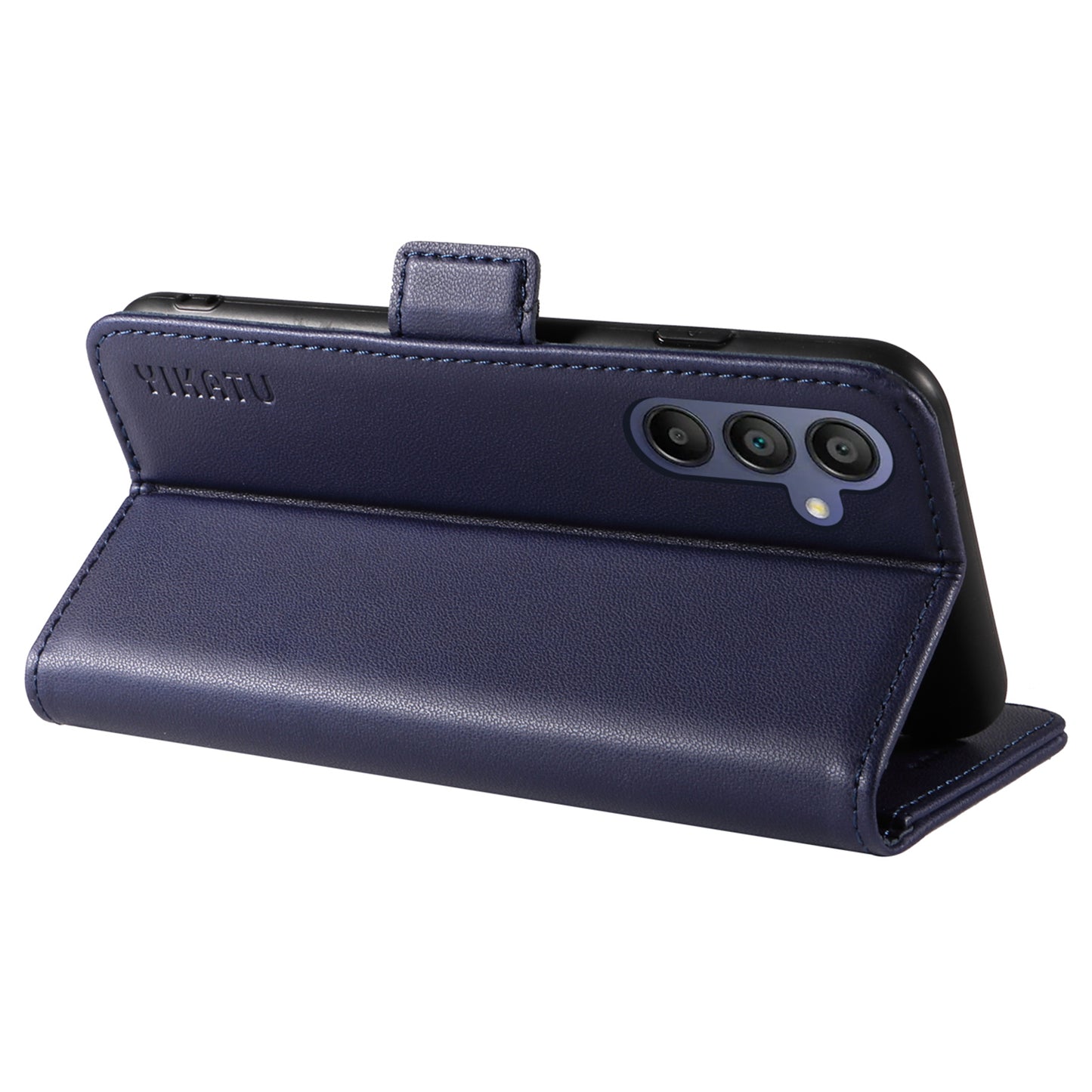 YIKATU YK-003 For Samsung Galaxy A16 5G / A16 4G Case Wallet Stand Leather Phone Cover Side Buckle - Sapphire
