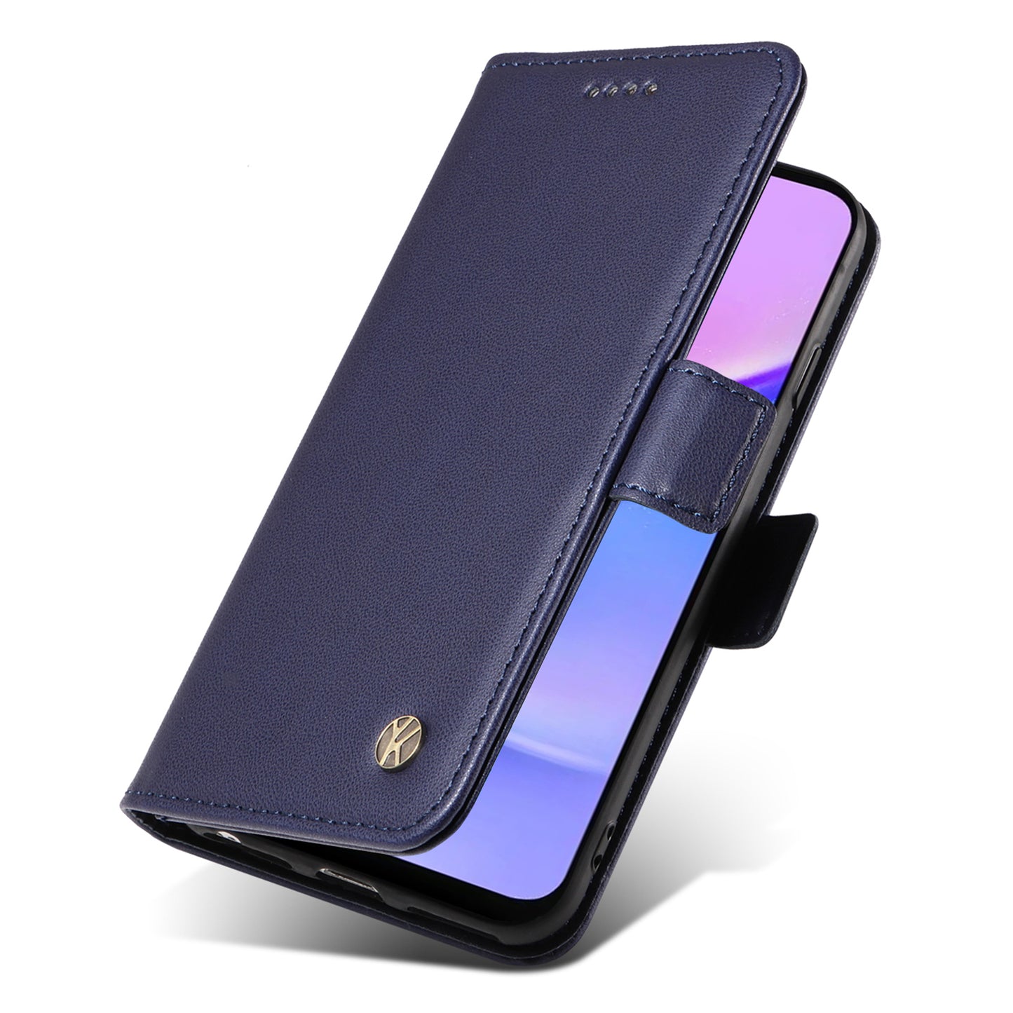 YIKATU YK-003 For Samsung Galaxy A16 5G / A16 4G Case Wallet Stand Leather Phone Cover Side Buckle - Sapphire