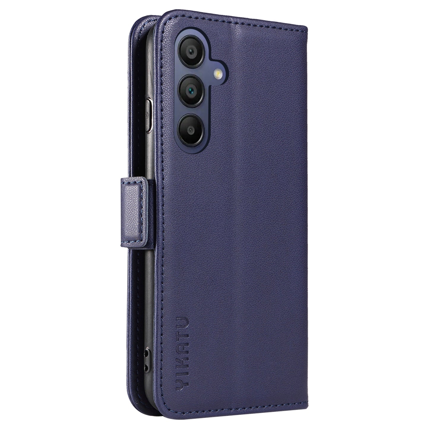 YIKATU YK-003 For Samsung Galaxy A16 5G / A16 4G Case Wallet Stand Leather Phone Cover Side Buckle - Sapphire