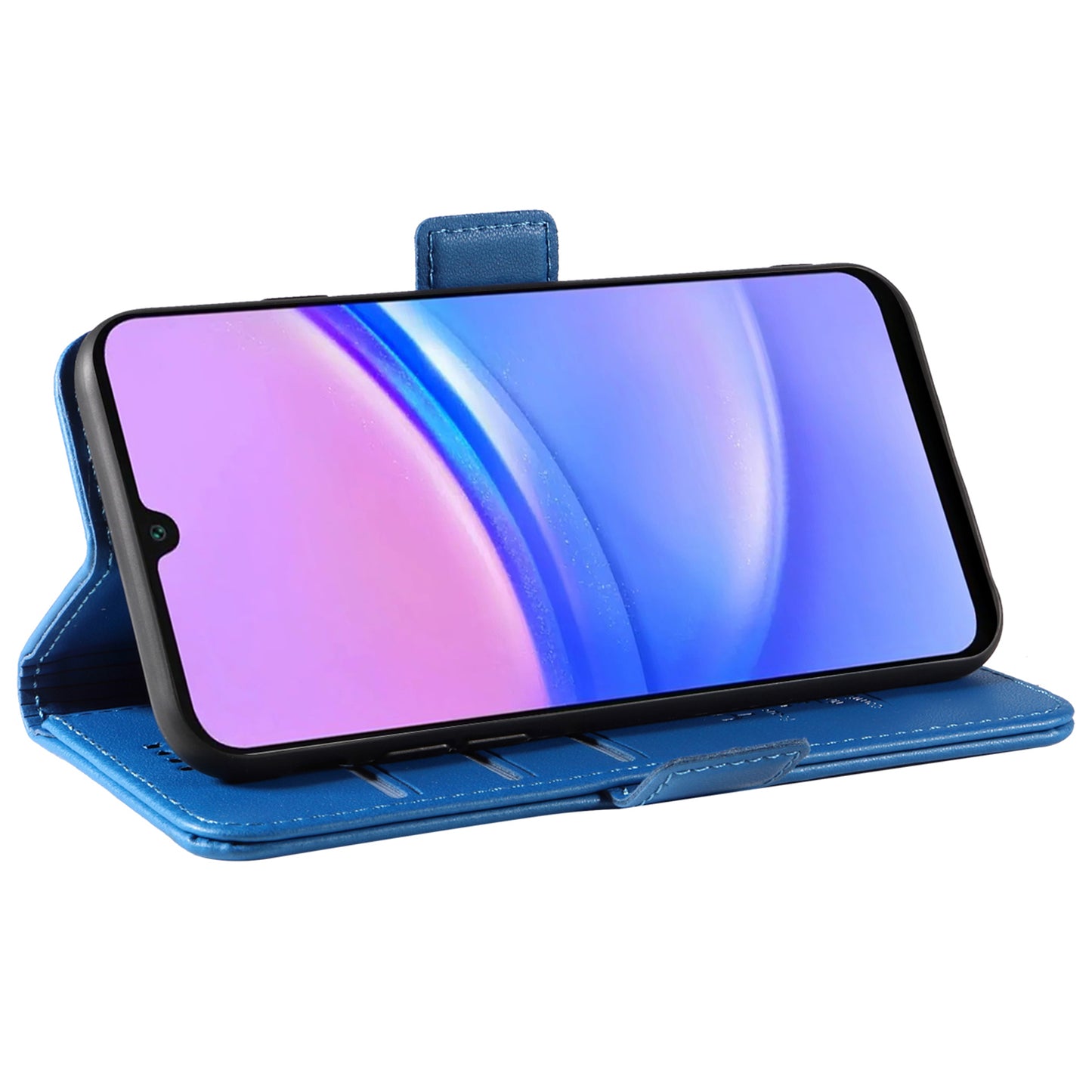 YIKATU YK-003 For Samsung Galaxy A16 5G / A16 4G Case Wallet Stand Leather Phone Cover Side Buckle - Sky Blue