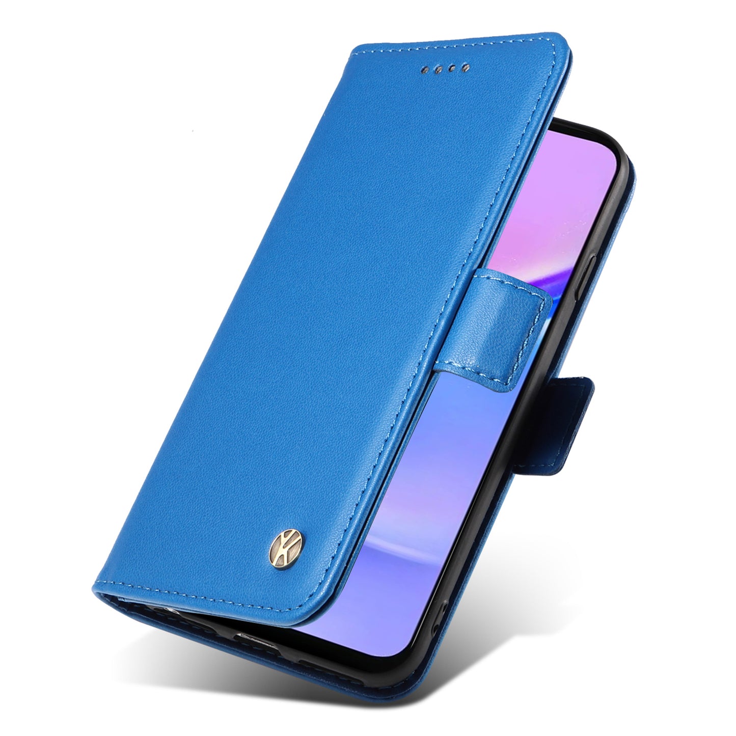 YIKATU YK-003 For Samsung Galaxy A16 5G / A16 4G Case Wallet Stand Leather Phone Cover Side Buckle - Sky Blue