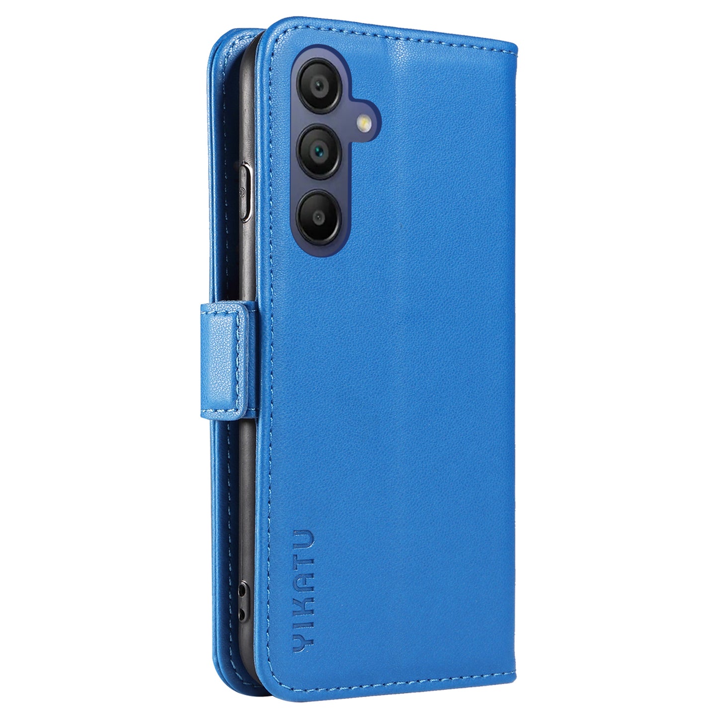 YIKATU YK-003 For Samsung Galaxy A16 5G / A16 4G Case Wallet Stand Leather Phone Cover Side Buckle - Sky Blue