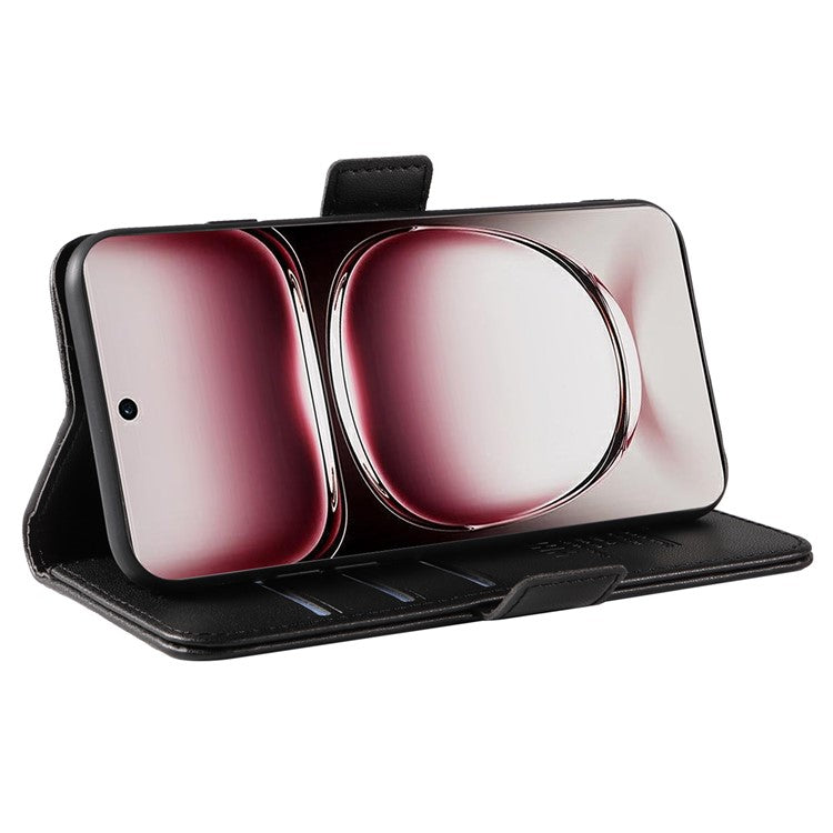 YIKATU YK-003 For Oppo Reno12 Pro 5G (Global) / (China) Case Wallet Stand Leather Phone Cover Side Buckle - Black