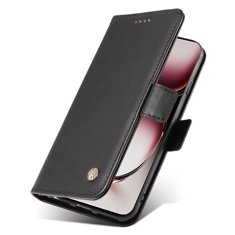 YIKATU YK-003 For Oppo Reno12 Pro 5G (Global) / (China) Case Wallet Stand Leather Phone Cover Side Buckle - Black