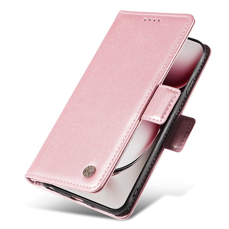 YIKATU YK-003 For Oppo Reno12 Pro 5G (Global) / (China) Case Wallet Stand Leather Phone Cover Side Buckle - Rose Gold