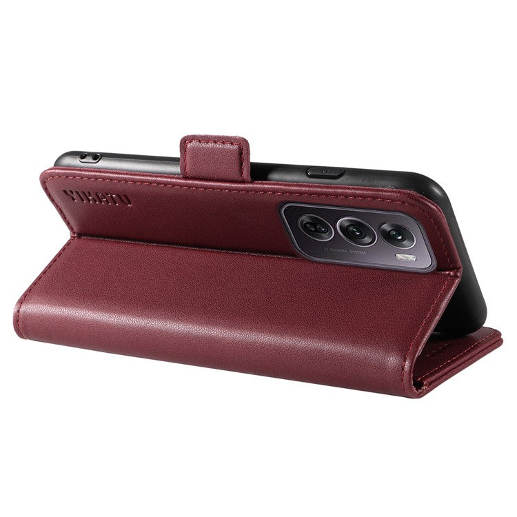 YIKATU YK-003 For Oppo Reno12 Pro 5G (Global) / (China) Case Wallet Stand Leather Phone Cover Side Buckle - Wine Red