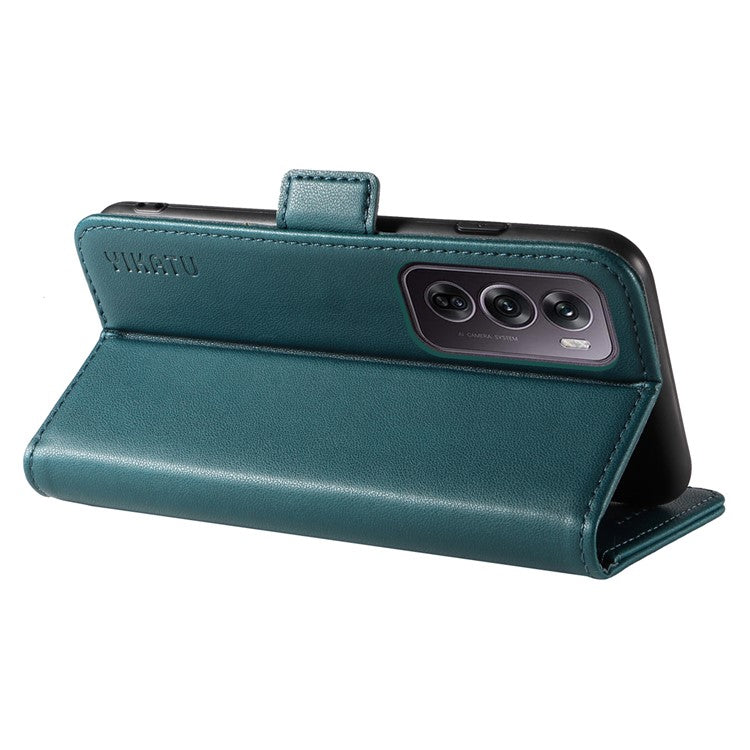 YIKATU YK-003 For Oppo Reno12 Pro 5G (Global) / (China) Case Wallet Stand Leather Phone Cover Side Buckle - Green