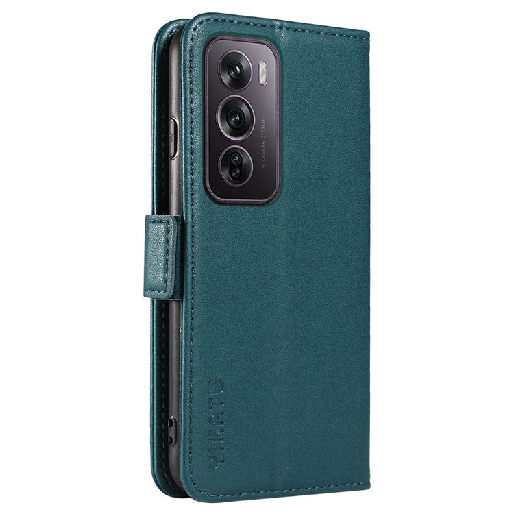 YIKATU YK-003 For Oppo Reno12 Pro 5G (Global) / (China) Case Wallet Stand Leather Phone Cover Side Buckle - Green
