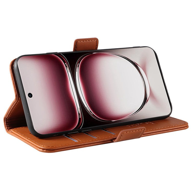 YIKATU YK-003 For Oppo Reno12 Pro 5G (Global) / (China) Case Wallet Stand Leather Phone Cover Side Buckle - Brown