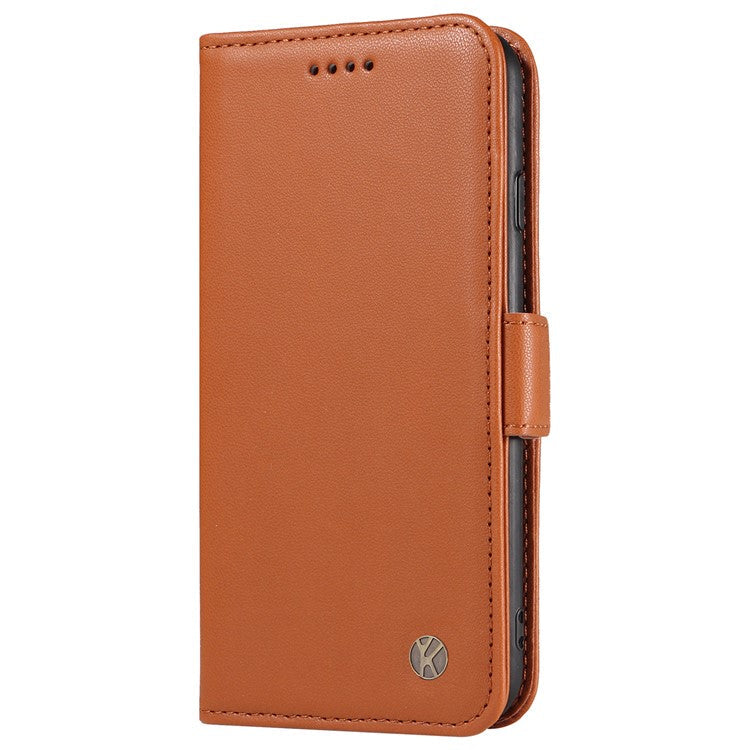 YIKATU YK-003 For Oppo Reno12 Pro 5G (Global) / (China) Case Wallet Stand Leather Phone Cover Side Buckle - Brown