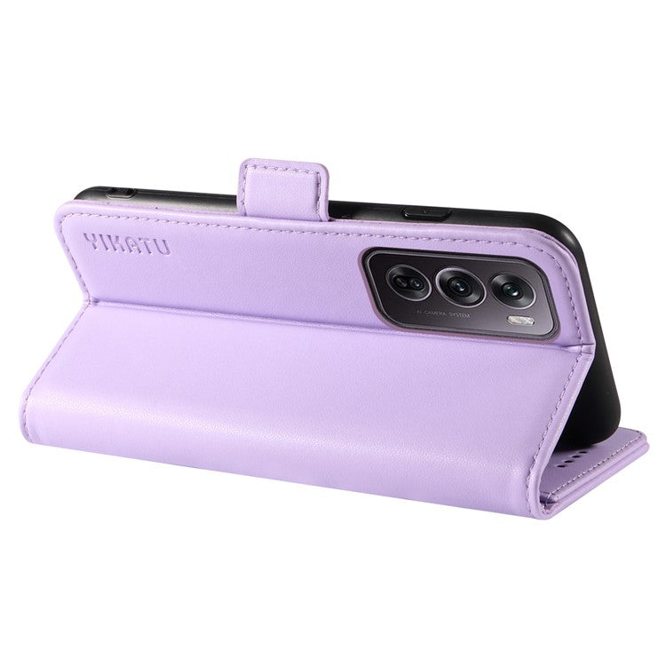 YIKATU YK-003 For Oppo Reno12 Pro 5G (Global) / (China) Case Wallet Stand Leather Phone Cover Side Buckle - Light Purple