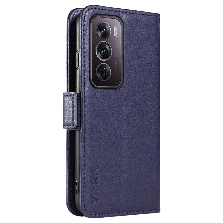 YIKATU YK-003 For Oppo Reno12 Pro 5G (Global) / (China) Case Wallet Stand Leather Phone Cover Side Buckle - Sapphire