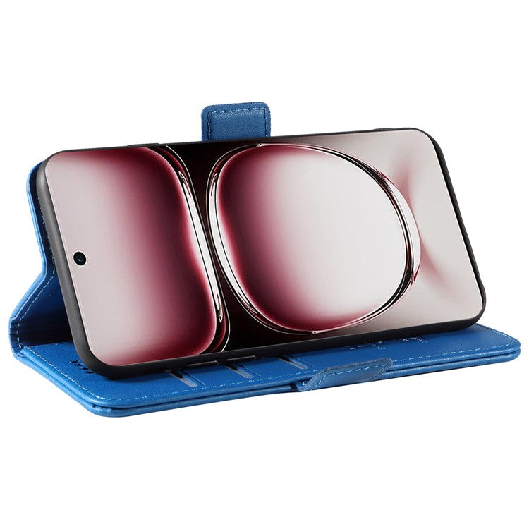 YIKATU YK-003 For Oppo Reno12 Pro 5G (Global) / (China) Case Wallet Stand Leather Phone Cover Side Buckle - Sky Blue