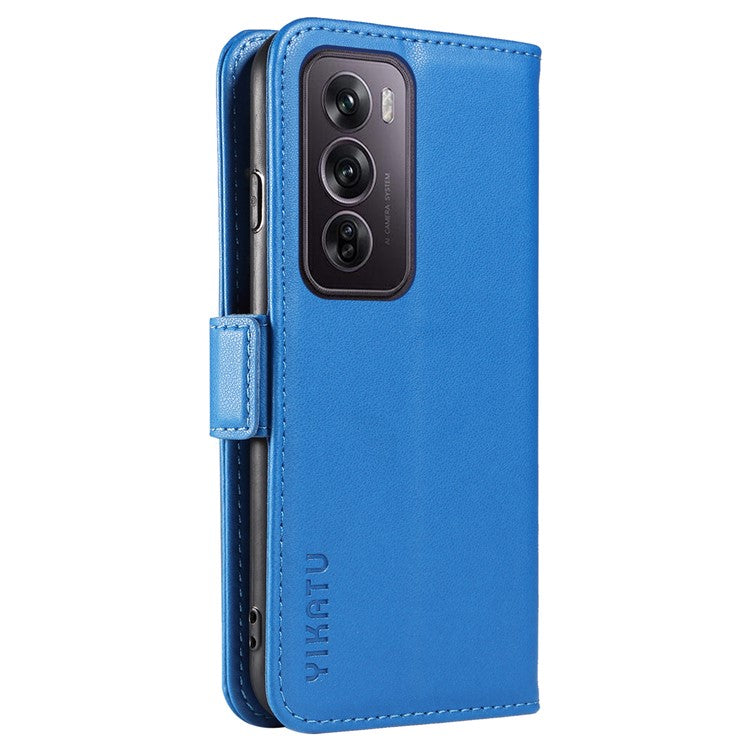 YIKATU YK-003 For Oppo Reno12 Pro 5G (Global) / (China) Case Wallet Stand Leather Phone Cover Side Buckle - Sky Blue