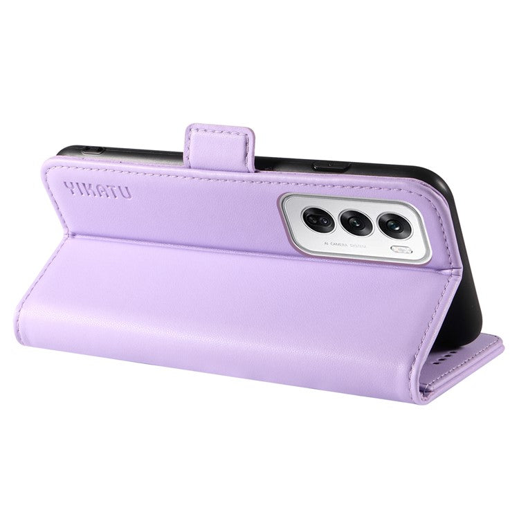 YIKATU YK-003 For Oppo Reno12 5G (Global) Case Wallet Stand Leather Phone Cover Side Buckle - Light Purple