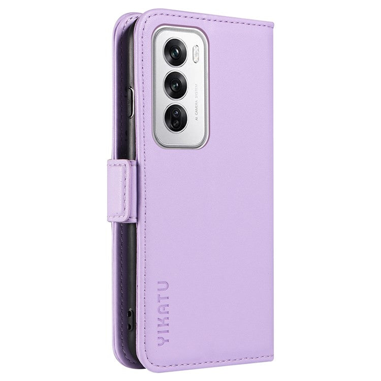 YIKATU YK-003 For Oppo Reno12 5G (Global) Case Wallet Stand Leather Phone Cover Side Buckle - Light Purple